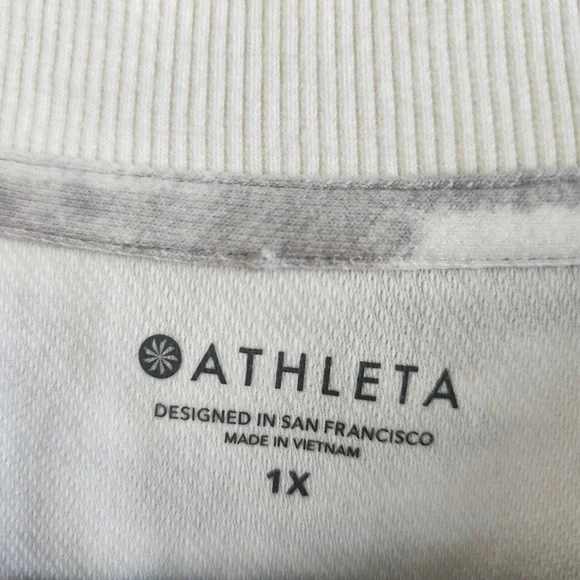 Athleta Farallon Sweatshirt 1X Inversion Gray White Tie Dye Crew Neck Pullover - Picture 5 of 11